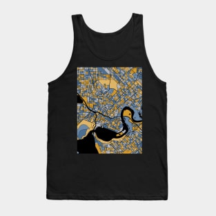 Perth Map Pattern in Blue & Gold Tank Top